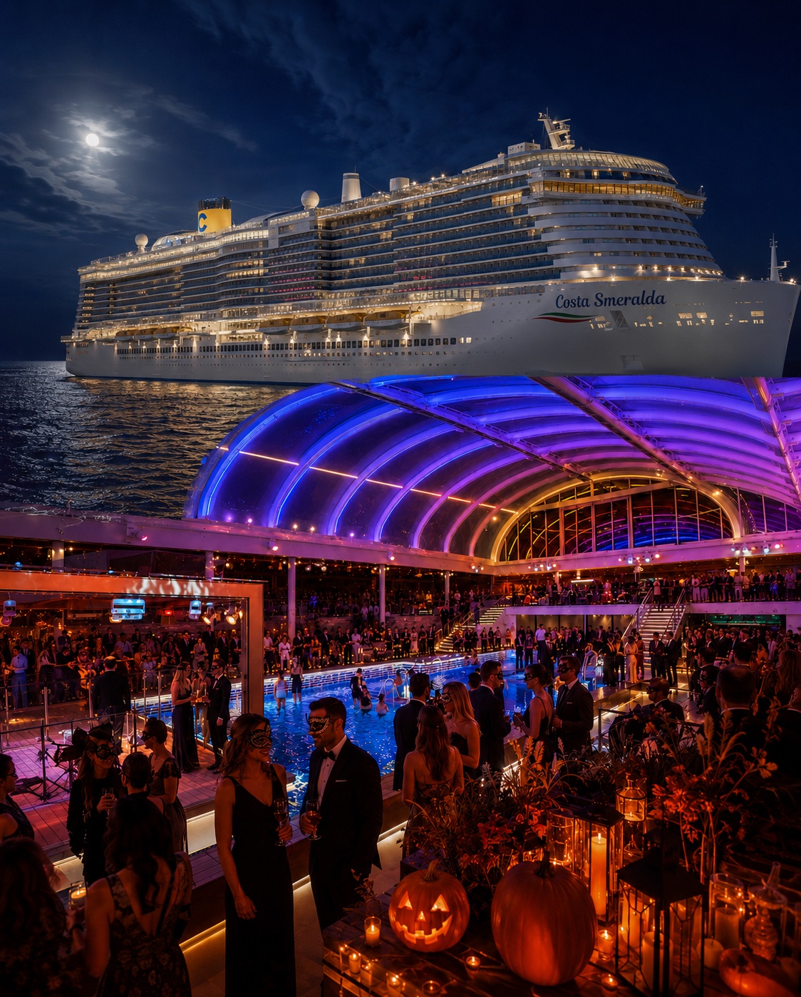 Costa Smeralda illuminata durante una festa di Halloween